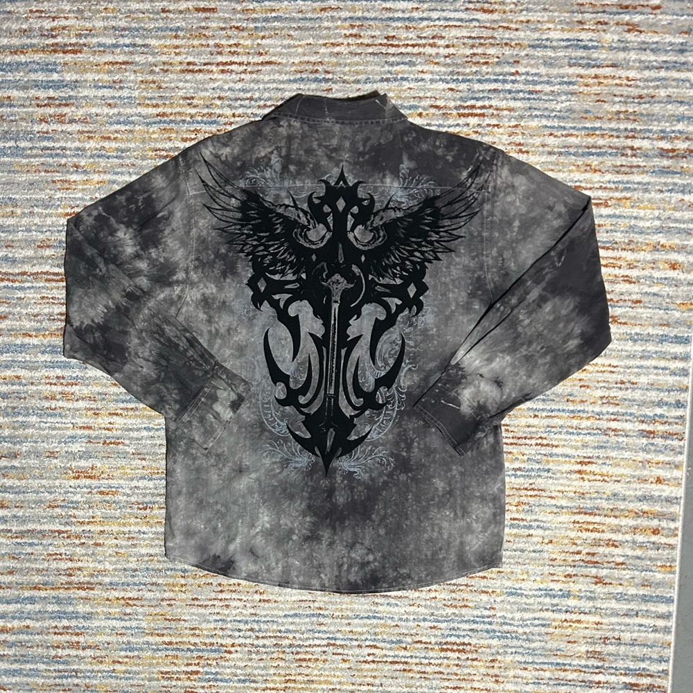 Y2K Affliction Style Button Down Shirt